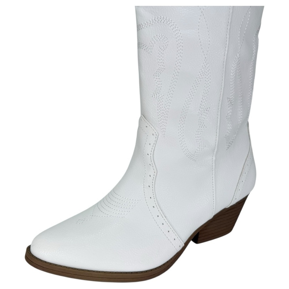 Sugar Tall Tam White Faux Leather Knee High Womens Western Style Boots Size 9.5M - Picture 7 of 13